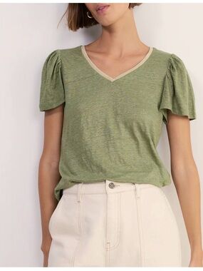 Wyse London Lily Linen V-Neck Tee